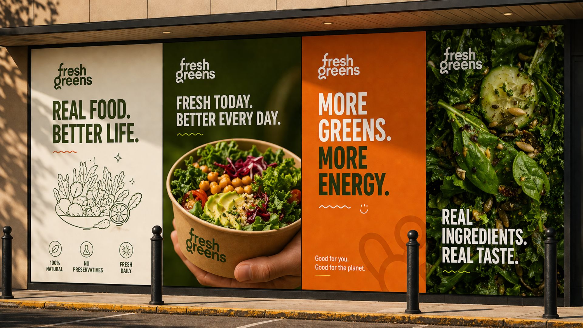 Fresh Greens, healthy food brand storefront