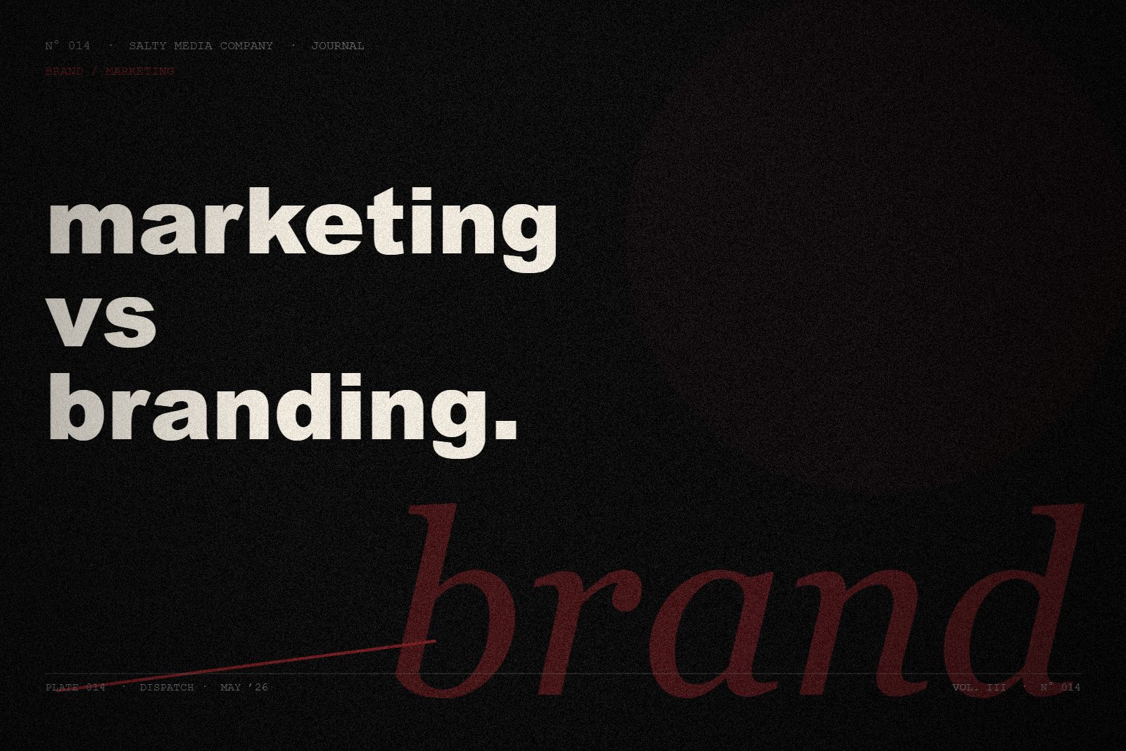 Marketing vs. branding, and why the difference compounds editorial cover