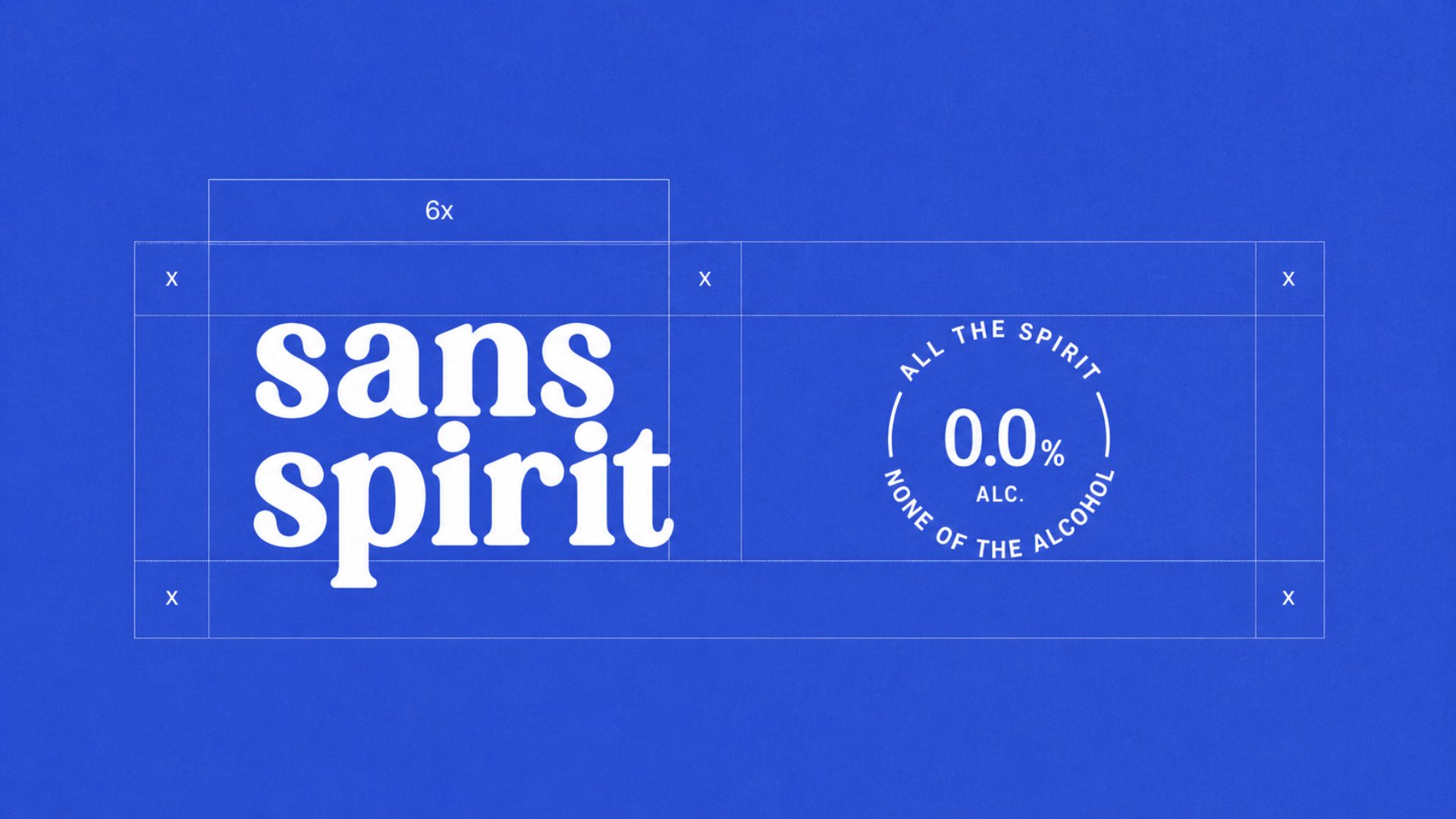 Sans Spirit wordmark and 0.0% badge construction