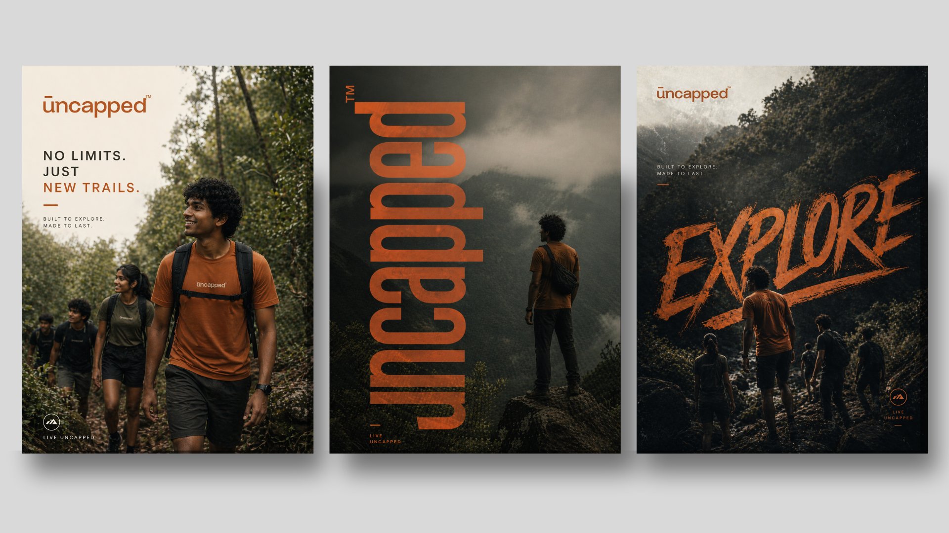 Uncapped poster series — No Limits, Uncapped wordmark, Explore